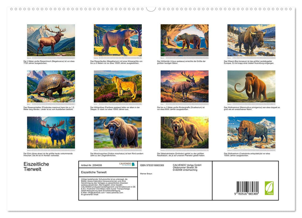 Eiszeitliche Tierwelt (CALVENDO Premium Wandkalender 2026)