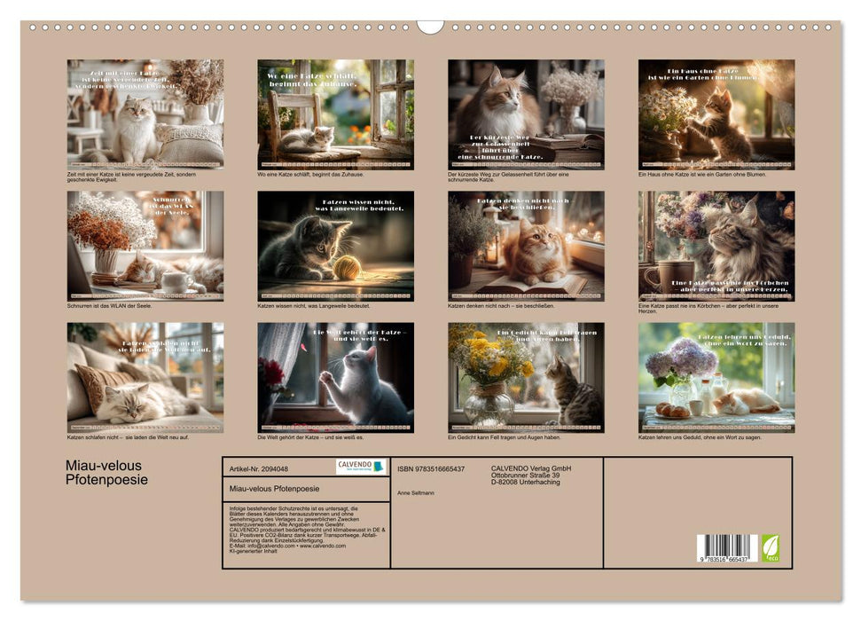 Miau-velous Pfotenpoesie (CALVENDO Wandkalender 2026)