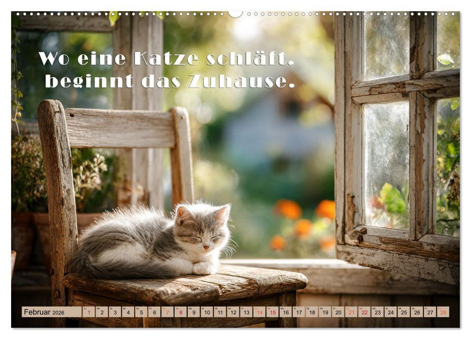 Miau-velous Pfotenpoesie (CALVENDO Premium Wandkalender 2026)