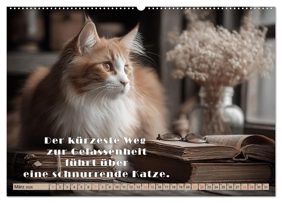 Miau-velous Pfotenpoesie (CALVENDO Premium Wandkalender 2026)