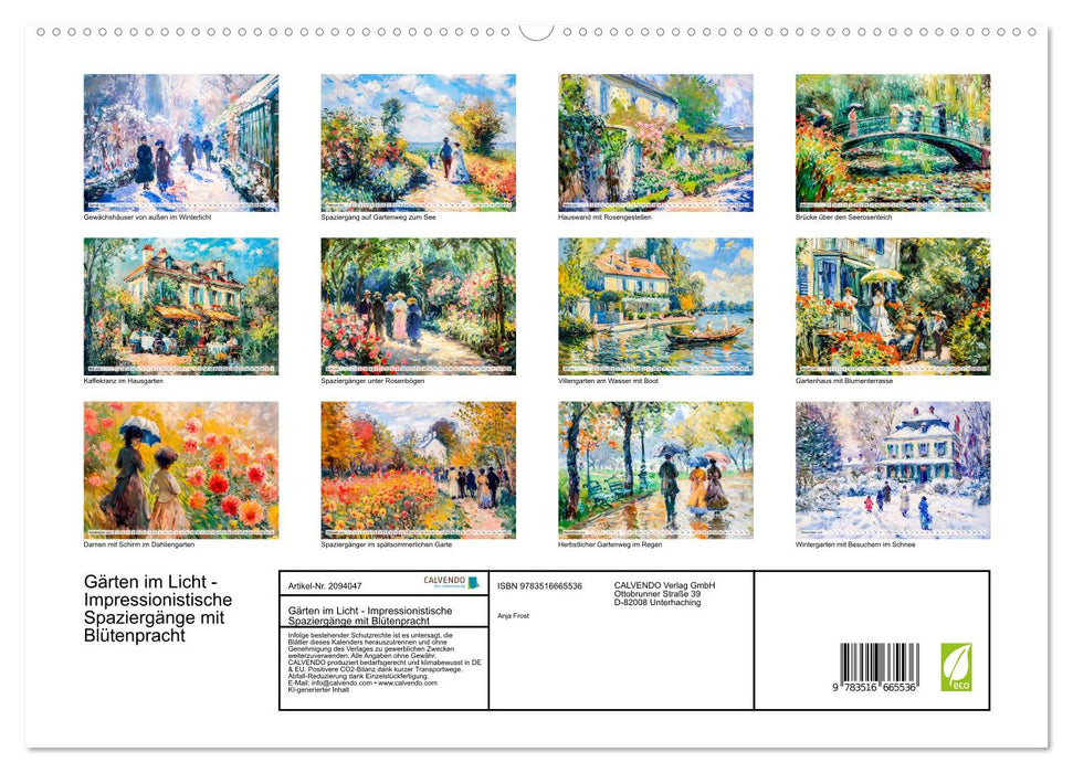 Gärten im Licht - Impressionistische Spaziergänge mit Blütenpracht (CALVENDO Premium Wandkalender 2026)