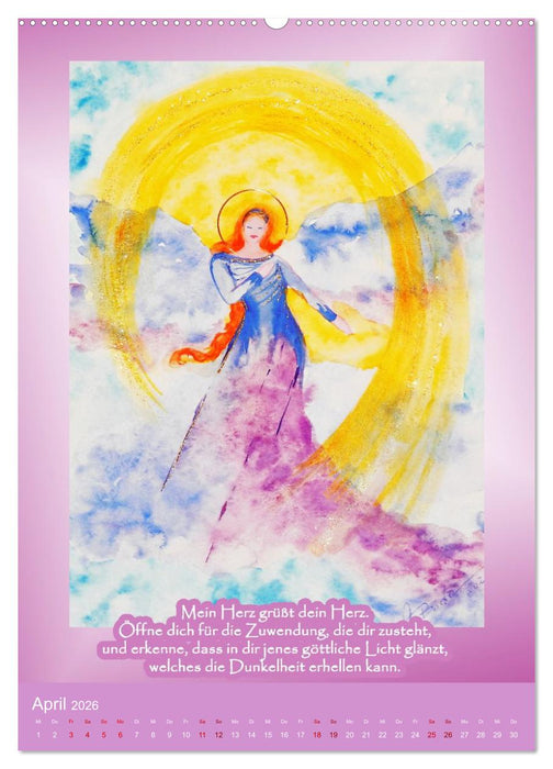Schutz und Licht: Engelbilder mit Botschaften (CALVENDO Wandkalender 2026)