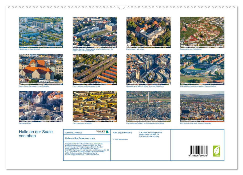 Halle an der Saale von oben (CALVENDO Premium Wandkalender 2026)