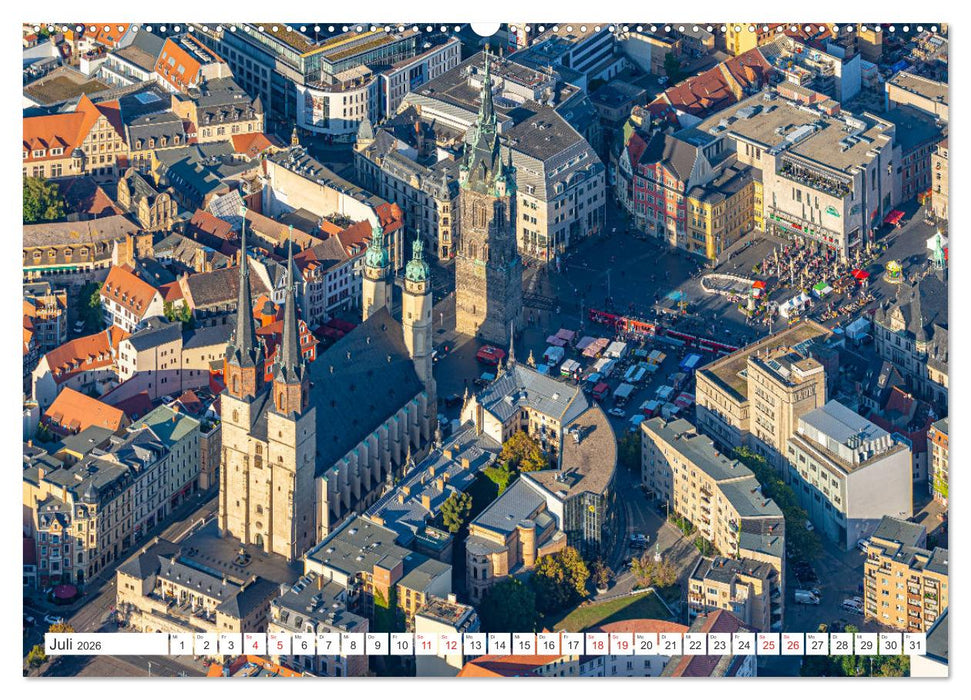 Halle an der Saale von oben (CALVENDO Premium Wandkalender 2026)