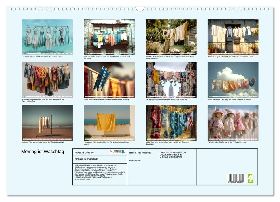 Montag ist Waschtag (CALVENDO Wandkalender 2026)