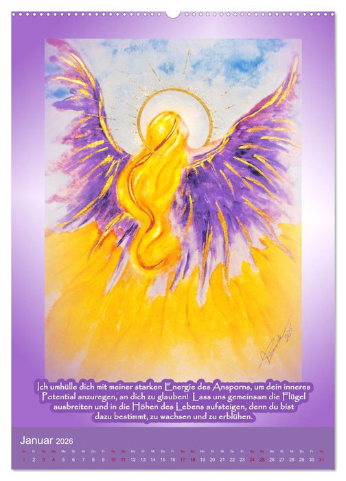 Schutz und Licht: Engelbilder mit Botschaften (CALVENDO Premium Wandkalender 2026)