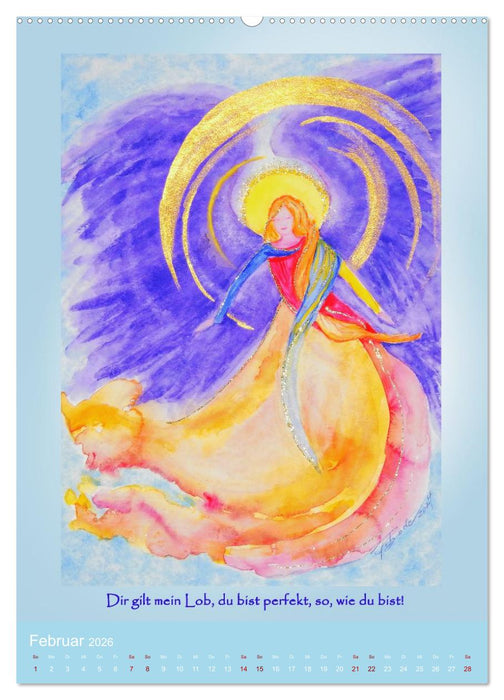 Schutz und Licht: Engelbilder mit Botschaften (CALVENDO Premium Wandkalender 2026)