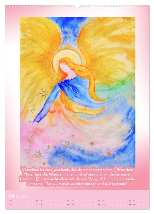 Schutz und Licht: Engelbilder mit Botschaften (CALVENDO Premium Wandkalender 2026)