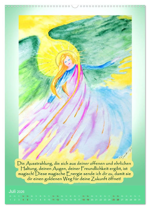 Schutz und Licht: Engelbilder mit Botschaften (CALVENDO Premium Wandkalender 2026)