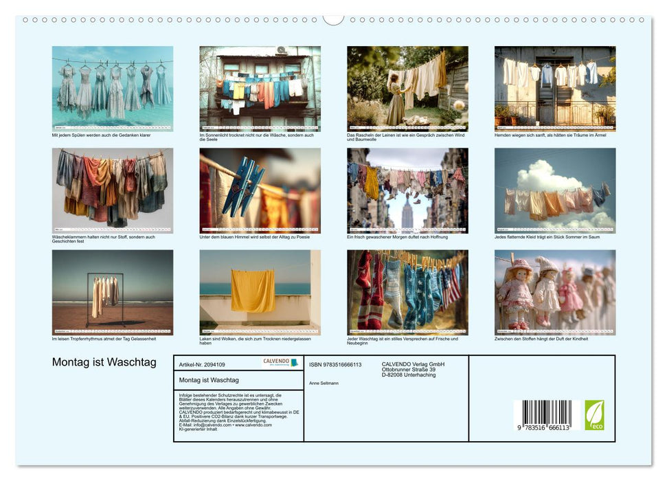 Montag ist Waschtag (CALVENDO Premium Wandkalender 2026)