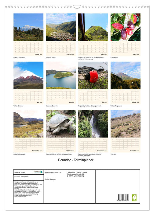 Ecuador - Terminplaner (CALVENDO Wandkalender 2026)