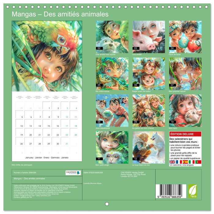 Mangas – Des amitiés animales (CALVENDO Calendrier mensuel 2026)
