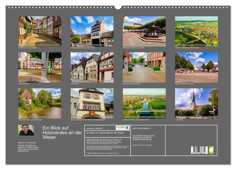 Ein Blick auf Holzminden an der Weser (CALVENDO Wandkalender 2026)