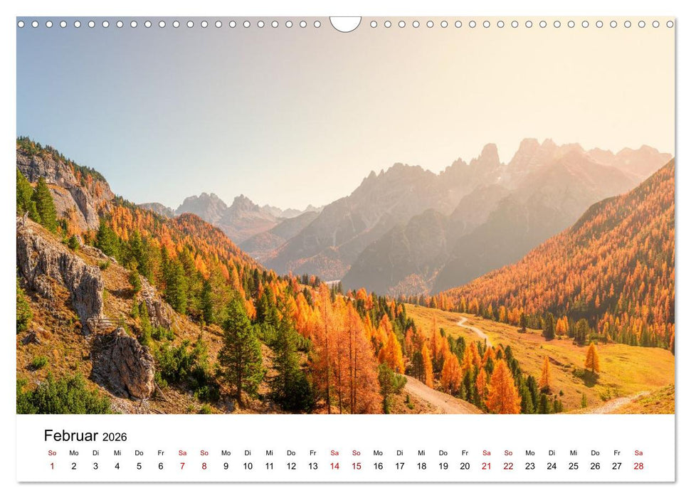 Dolomiten, Drei Zinnen Naturpark: Alpenlandschaften (CALVENDO Wandkalender 2026)