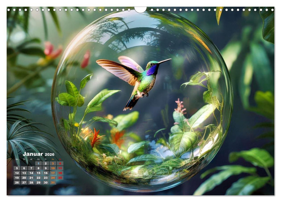 Kolibri in der Glaskugel (CALVENDO Wandkalender 2026)