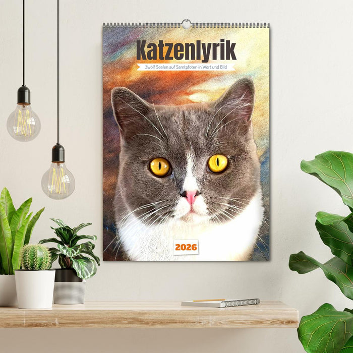 Katzenlyrik - Zwölf Seelen auf Samtpfoten in Wort und Bild (CALVENDO Wandkalender 2026)