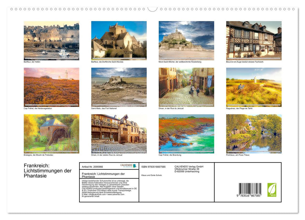 Frankreich: Lichtstimmungen der Phantasie (CALVENDO Premium Wandkalender 2026)