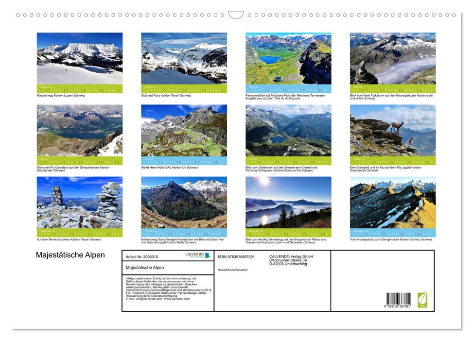 Majestätische Alpen (CALVENDO Wandkalender 2026)