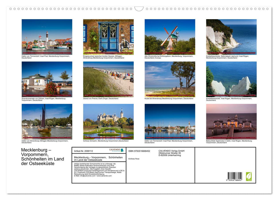 Mecklenburg – Vorpommern, Schönheiten im Land der Ostseeküste (CALVENDO Wandkalender 2026)