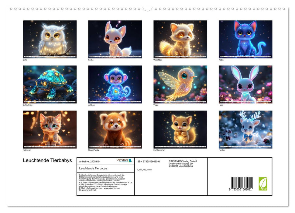 Leuchtende Tierbabys (CALVENDO Premium Wandkalender 2026)