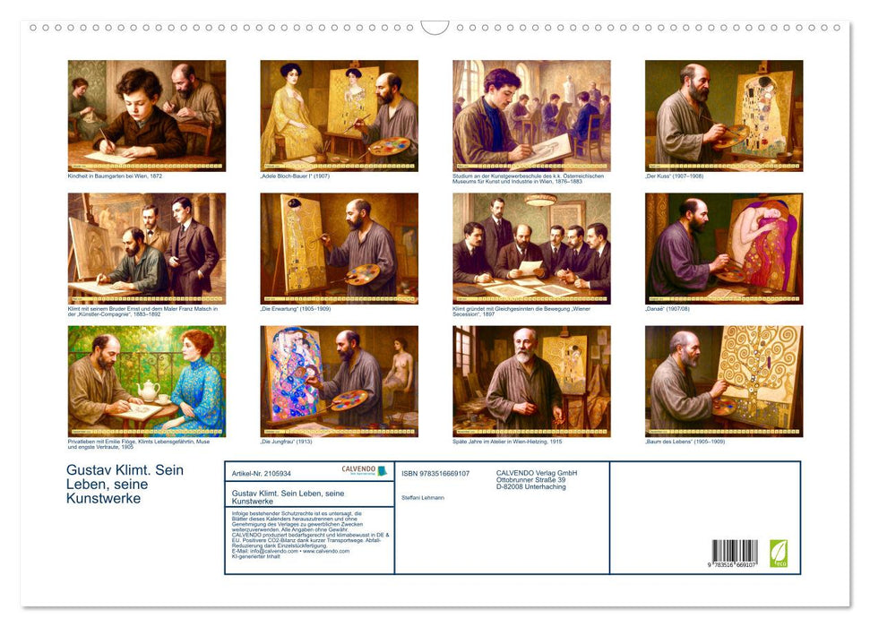 Gustav Klimt. Sein Leben, seine Kunstwerke (CALVENDO Wandkalender 2026)