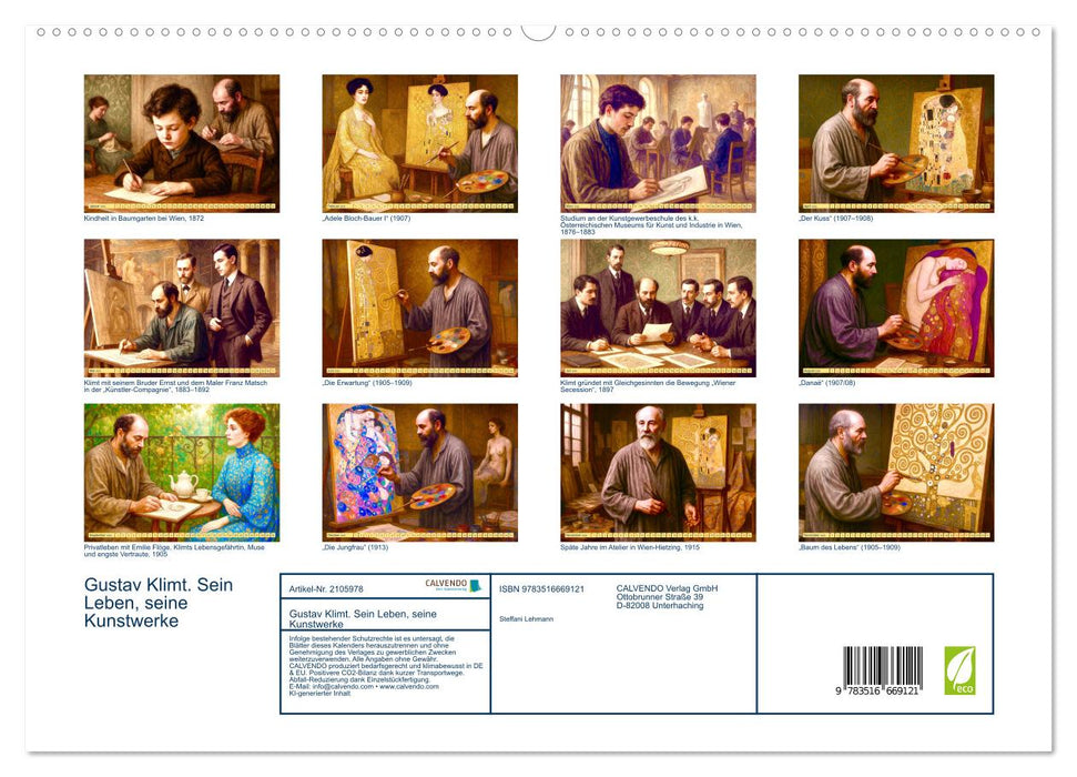 Gustav Klimt. Sein Leben, seine Kunstwerke (CALVENDO Premium Wandkalender 2026)