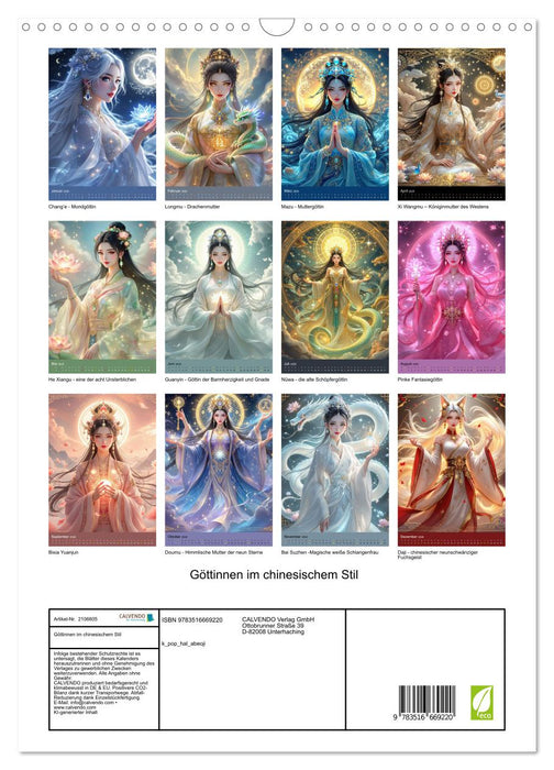 Göttinnen im chinesischem Stil (CALVENDO Wandkalender 2026)