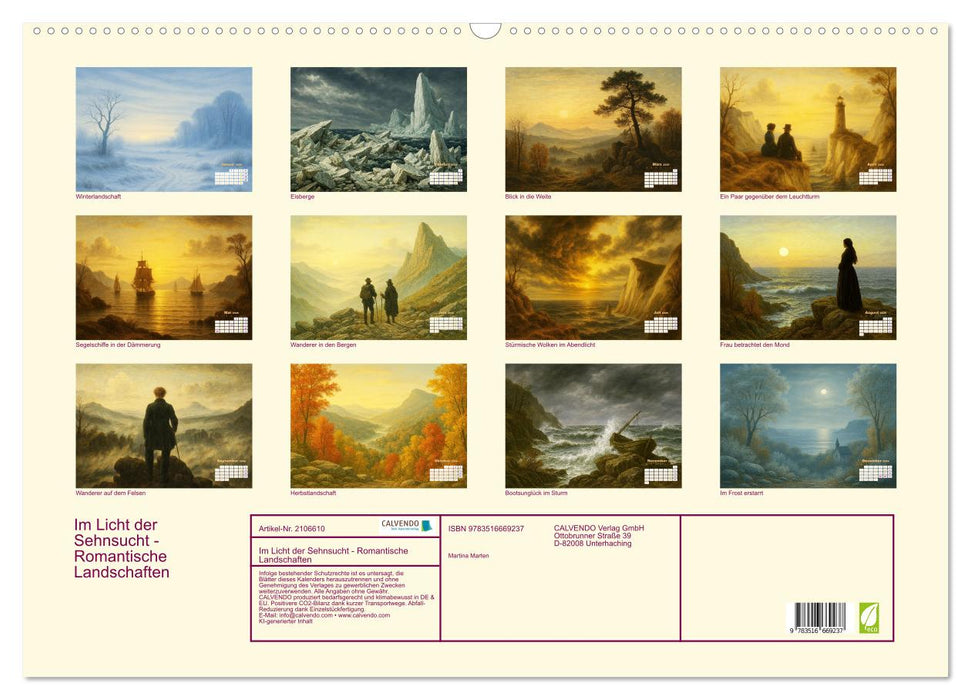 Im Licht der Sehnsucht - Romantische Landschaften (CALVENDO Wandkalender 2026)