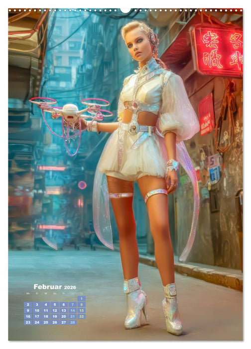 Cyberpunk Ästhetik – Neonstadt mit seinne Bewohnern (CALVENDO Wandkalender 2026)