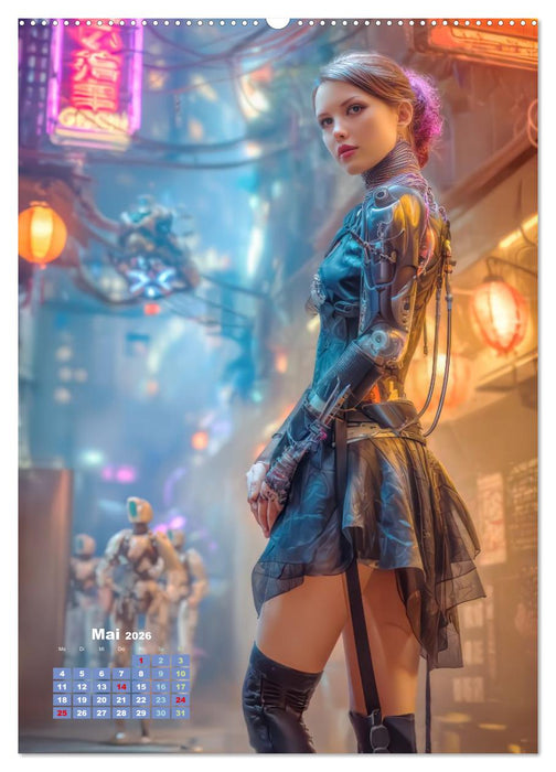 Cyberpunk Ästhetik – Neonstadt mit seinne Bewohnern (CALVENDO Premium Wandkalender 2026)