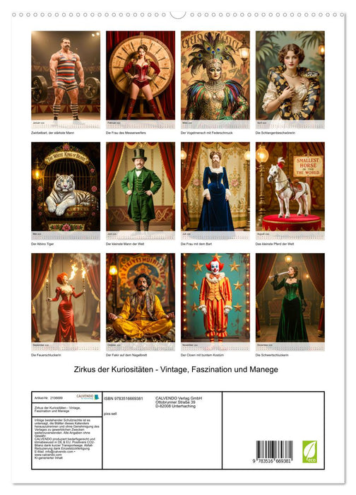 Zirkus der Kuriositäten - Vintage, Faszination und Manege (CALVENDO Premium Wandkalender 2026)