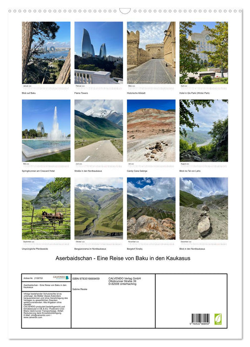 Aserbaidschan - Eine Reise von Baku in den Kaukasus (CALVENDO Wandkalender 2026)