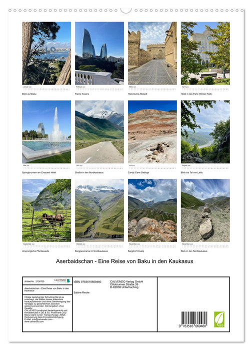 Aserbaidschan - Eine Reise von Baku in den Kaukasus (CALVENDO Premium Wandkalender 2026)
