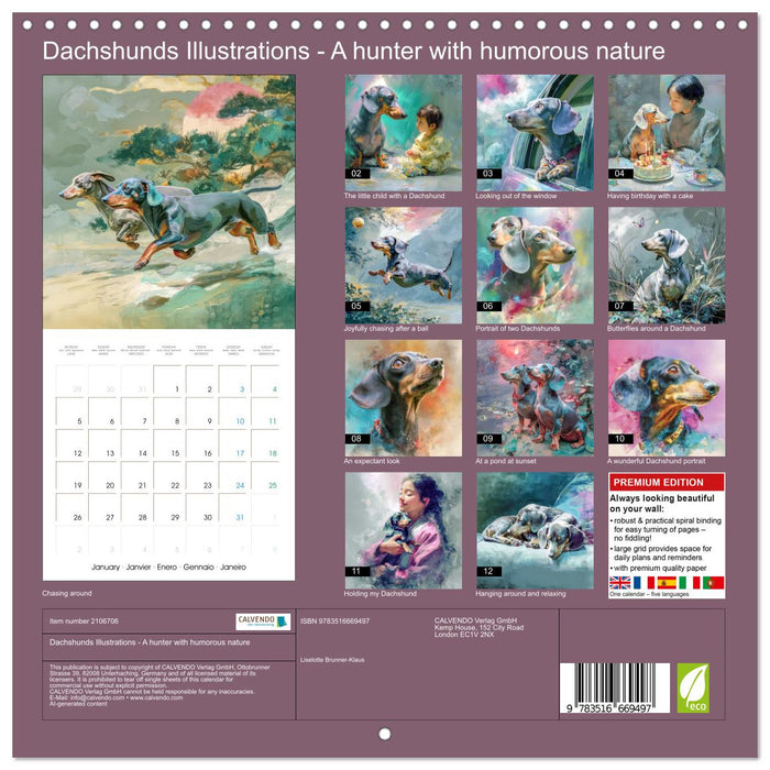 Dachshunds Illustrations - A hunter with humorous nature (CALVENDO Monthly Calendar 2026)