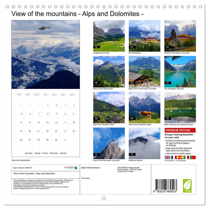 View of the mountains - Alps and Dolomites - (CALVENDO Monthly Calendar 2026)
