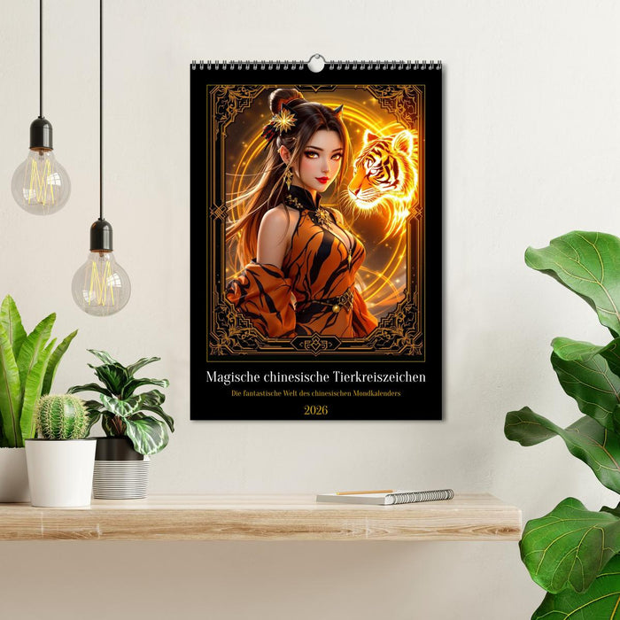 Magische chinesische Tierkreiszeichen (CALVENDO Wandkalender 2026)