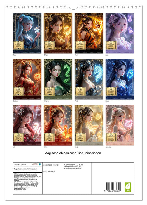 Magische chinesische Tierkreiszeichen (CALVENDO Wandkalender 2026)