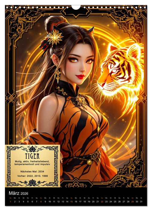 Magische chinesische Tierkreiszeichen (CALVENDO Wandkalender 2026)