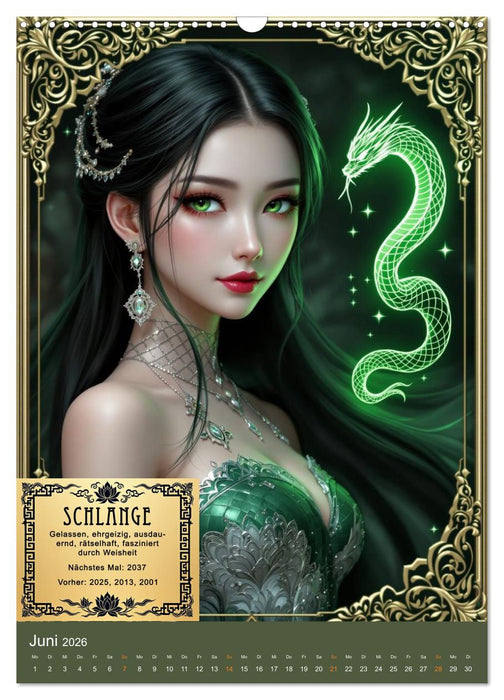 Magische chinesische Tierkreiszeichen (CALVENDO Wandkalender 2026)