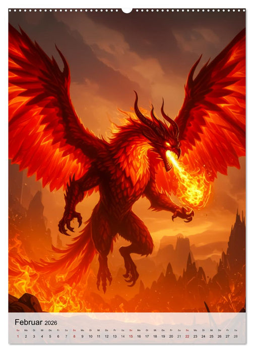 Mythische Bestien – Dunkle Legenden (CALVENDO Premium Wandkalender 2026)