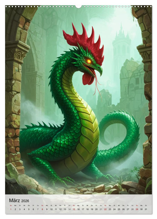 Mythische Bestien – Dunkle Legenden (CALVENDO Premium Wandkalender 2026)