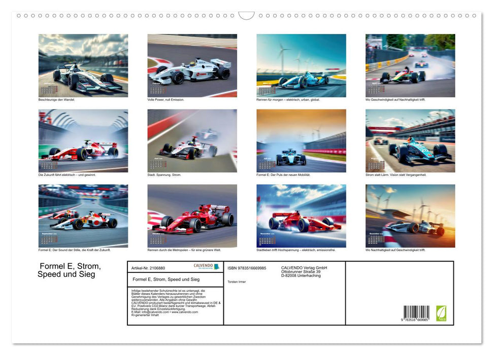 Formel E, Strom, Speed und Sieg (CALVENDO Wandkalender 2026)