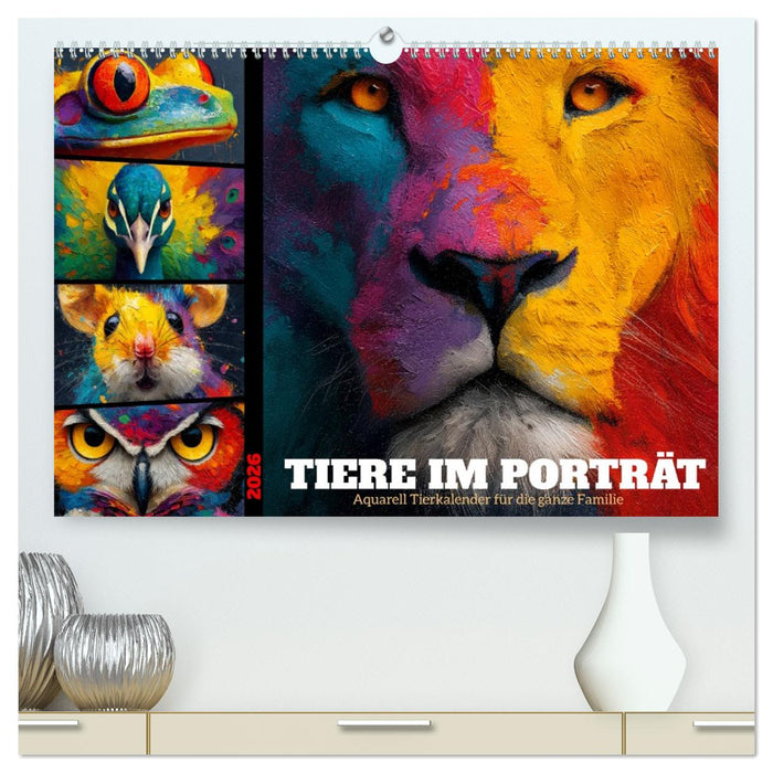 Tiere im Porträt - Aquarell Tierkalender für die ganze Familie (CALVENDO Premium Wandkalender 2026)