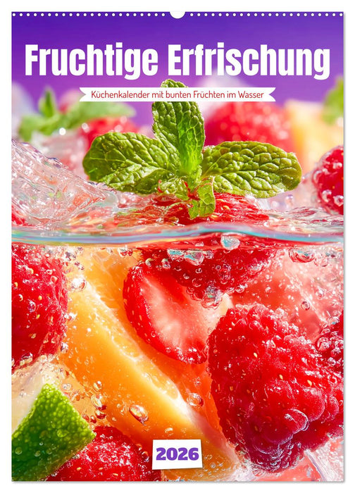 Fruchtige Erfrischung - Küchenkalender mit bunten Früchten im Wasser (CALVENDO Wandkalender 2026)