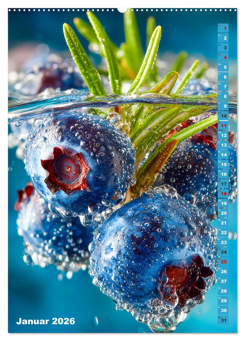 Fruchtige Erfrischung - Küchenkalender mit bunten Früchten im Wasser (CALVENDO Wandkalender 2026)