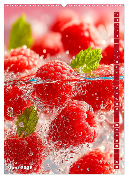 Fruchtige Erfrischung - Küchenkalender mit bunten Früchten im Wasser (CALVENDO Wandkalender 2026)