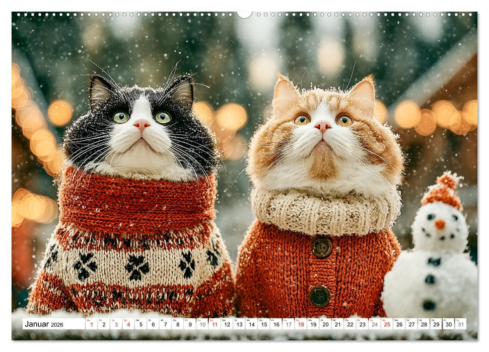 Katzenkalender - Süße Katzen begleiten dich durch alle Jahreszeiten (CALVENDO Premium Wandkalender 2026)
