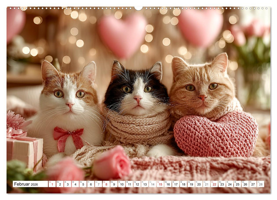 Katzenkalender - Süße Katzen begleiten dich durch alle Jahreszeiten (CALVENDO Premium Wandkalender 2026)