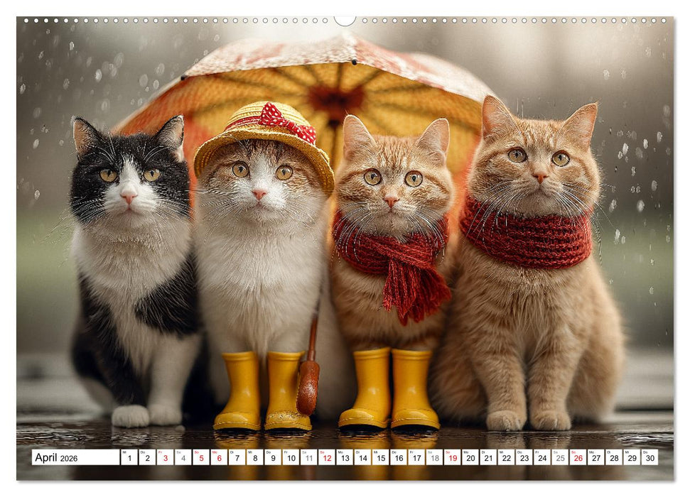 Katzenkalender - Süße Katzen begleiten dich durch alle Jahreszeiten (CALVENDO Premium Wandkalender 2026)