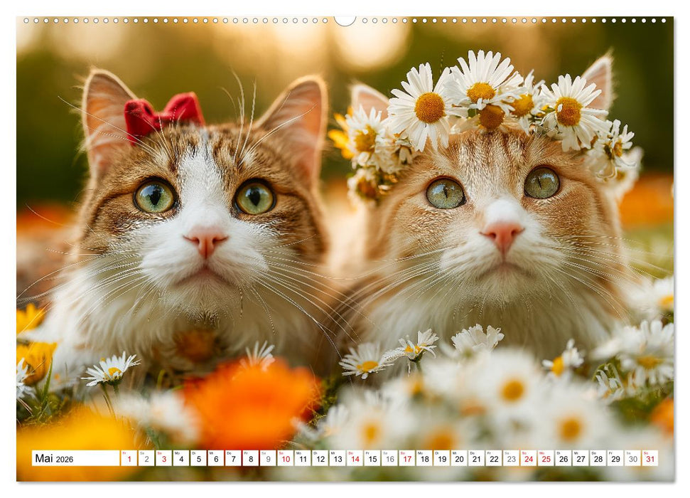 Katzenkalender - Süße Katzen begleiten dich durch alle Jahreszeiten (CALVENDO Premium Wandkalender 2026)